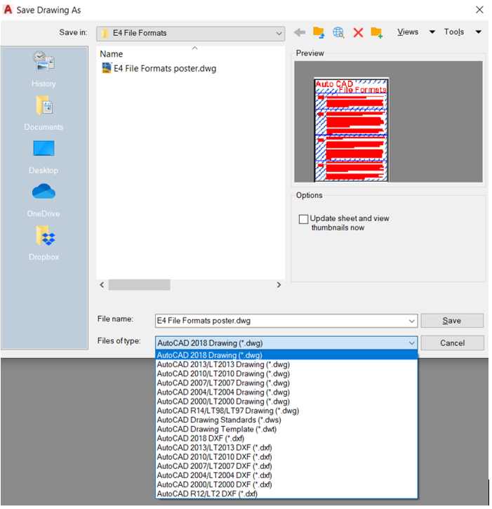 saving a dwg file