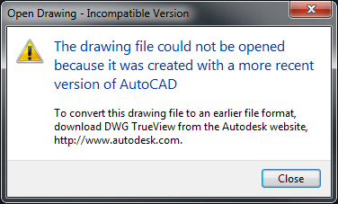 error opening newer DWG