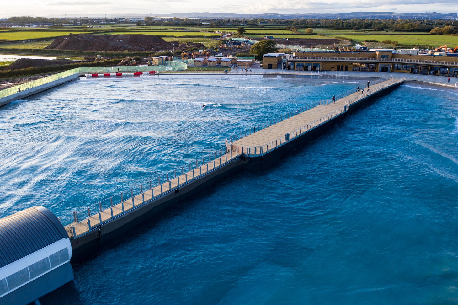 View of the wave lake and pier 